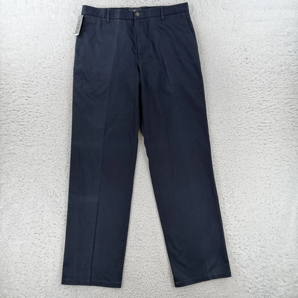 Dockers Signature Khaki Pants Mens 34x34 Navy Blue Classic Fit 408510007